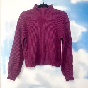 BP Nordstrom purple magenta ribbed cable knit cropped sweater